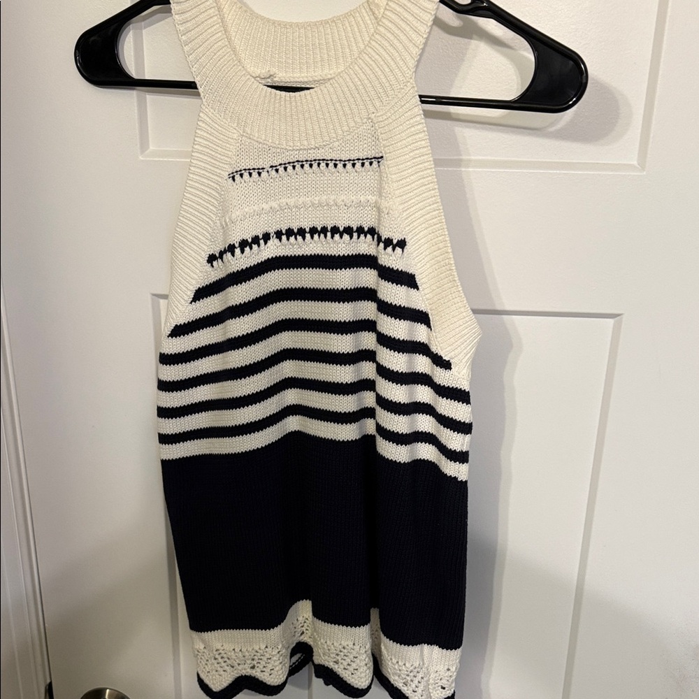 Navy and Cream tank top Loft size medium